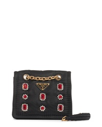Prada Jewel Embellished Nylon Shoulder Bag