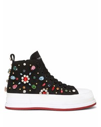 Dolce & Gabbana Crystal Embellished High Top Sneakers