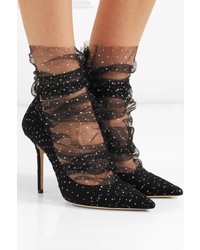 Jimmy Choo Lavish 100 Glittered Tulle And Suede Pumps