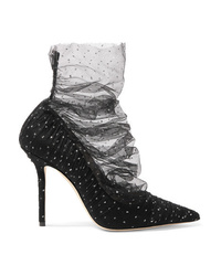 Jimmy Choo Lavish 100 Glittered Tulle And Suede Pumps