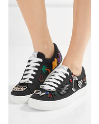 Marc Jacobs Empire Embellished Appliqud Canvas Sneakers Black
