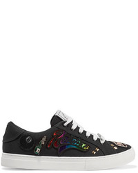 Marc Jacobs Empire Embellished Appliqud Canvas Sneakers Black