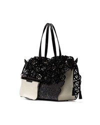 Sophia Webster Ivory Butterfly Embellished Leather And Canvas Tote Bag