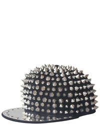 ChicNova Punk Style Black Canvas Cap With Spikes And Metal Brim