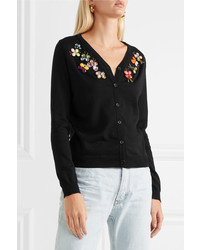 Moschino Boutique Crystal Embellished Wool Cardigan Black