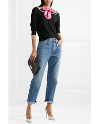 Gucci Embellished Cashmere And Silk Blend Sweater Black