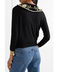 Gucci Embellished Cashmere And Silk Blend Sweater Black