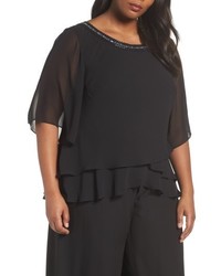 Alex Evenings Embellished Tiered Chiffon Blouse
