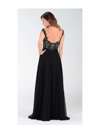 Unique Vintage Black Sheer Embellished Sexy Chiffon Long Dress