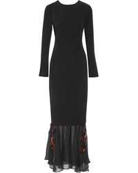 By Malene Birger Parsec Embellished Crepe And Chiffon Gown Black