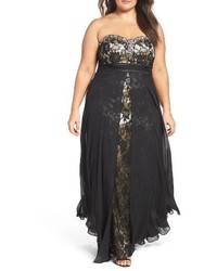Decode 1.8 Plus Size Embellished Strapless Gown