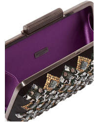 Emilio Pucci Embellished Satin And Leather Clutch