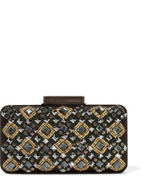 Emilio Pucci Embellished Satin And Leather Clutch