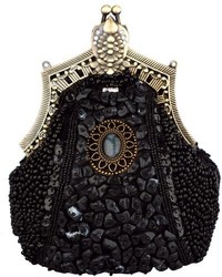 MG Collection Lydia Vintage Victorian Brooch Beaded Clasp Clutch