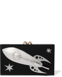 Charlotte Olympia Outerspace Pandora Embellished Perspex Box Clutch Black