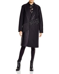 DKNY Embellished Mixed Media Patchwork Coat 100% Bloomingdales