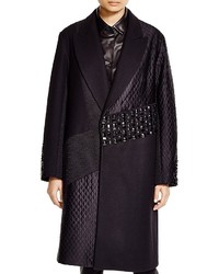 DKNY Embellished Mixed Media Patchwork Coat 100% Bloomingdales