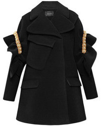 Simone Rocha Embellished Bonded Wool Coat Black