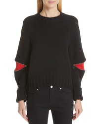 Alexander McQueen Bicolor Cutout Zip Sweater