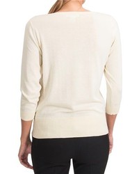August Silk Embellished Chandelier Sweater 34 Sleeve