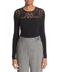 RED Valentino Floral Embellished Rib Knit Sweater