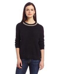 Chaus Long Sleeve Roundneck Embellished Neck Sweater