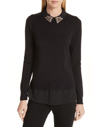 Ted Baker London Moliiee Embroidered Collar Sweater