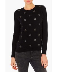 Topshop Embellished Sweater Black 4