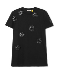 Moncler Genius 6 Noir Kei Ninomiya Appliqud Cotton Jersey T Shirt