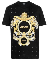 Versace Baroque Crystal Grid Print T Shirt