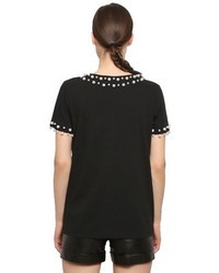 DKNY Bead Embellished Cotton T Shirt