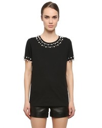 DKNY Bead Embellished Cotton T Shirt