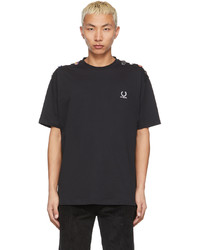 Raf Simons Black Fred Perry Edition Shoulder Detail T Shirt