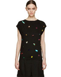 Stella McCartney Black Gem Embellished Sleeveless T Shirt