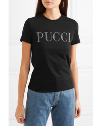 Emilio Pucci Crystal Embellished Cotton Jersey T Shirt