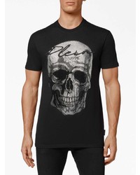Philipp Plein Crystal Embellished Skull Cotton T Shirt