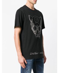 Frankie Morello Embellished Cat Graphic T Shirt