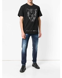 Frankie Morello Embellished Cat Graphic T Shirt