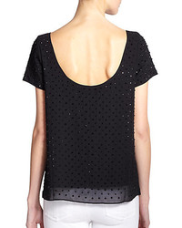 Milly Embellished Silk Tee