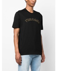 Versace Logo Embroidered Cotton T Shirt