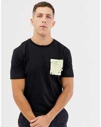 ASOS DESIGN Relaxed T Shirt With Sequin Pocket In Black