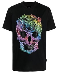 Philipp Plein Rhinestone Embellished Skull Print T Shirt