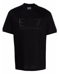 Ea7 Emporio Armani Rhinestone Logo Short Sleeve T Shirt