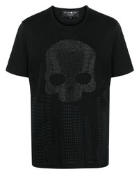 Hydrogen Rhinestone Skull Cotton T Shirt