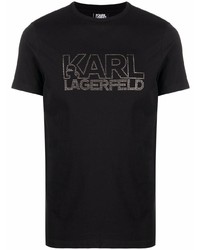 Karl Lagerfeld Stud Embellished Logo Print T Shirt