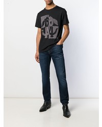 Roberto Cavalli Stud Embellished Mirror Snake T Shirt