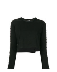 Black Embellished Cropped Sweater