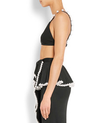 Givenchy Faux Pearl Embellished Stretch Jersey Bra Top Black