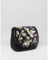 Boohoo Bird And Floral Embellished Saddle Bag