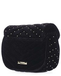 Topshop Embellished Velvet Crossbody Bag Black